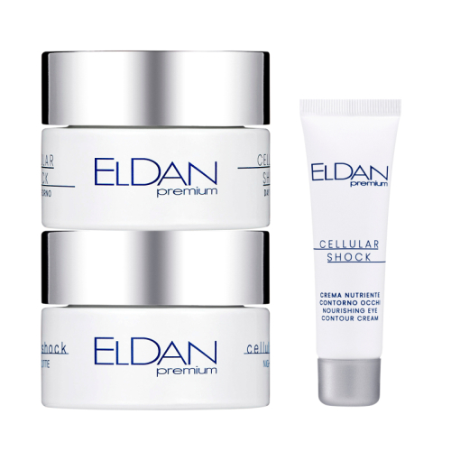 Набор Дневной крем + Ночной крем + Крем вокруг глаз Premium cellular shock ELDAN Cosmetics 50 / 50 / 30 мл